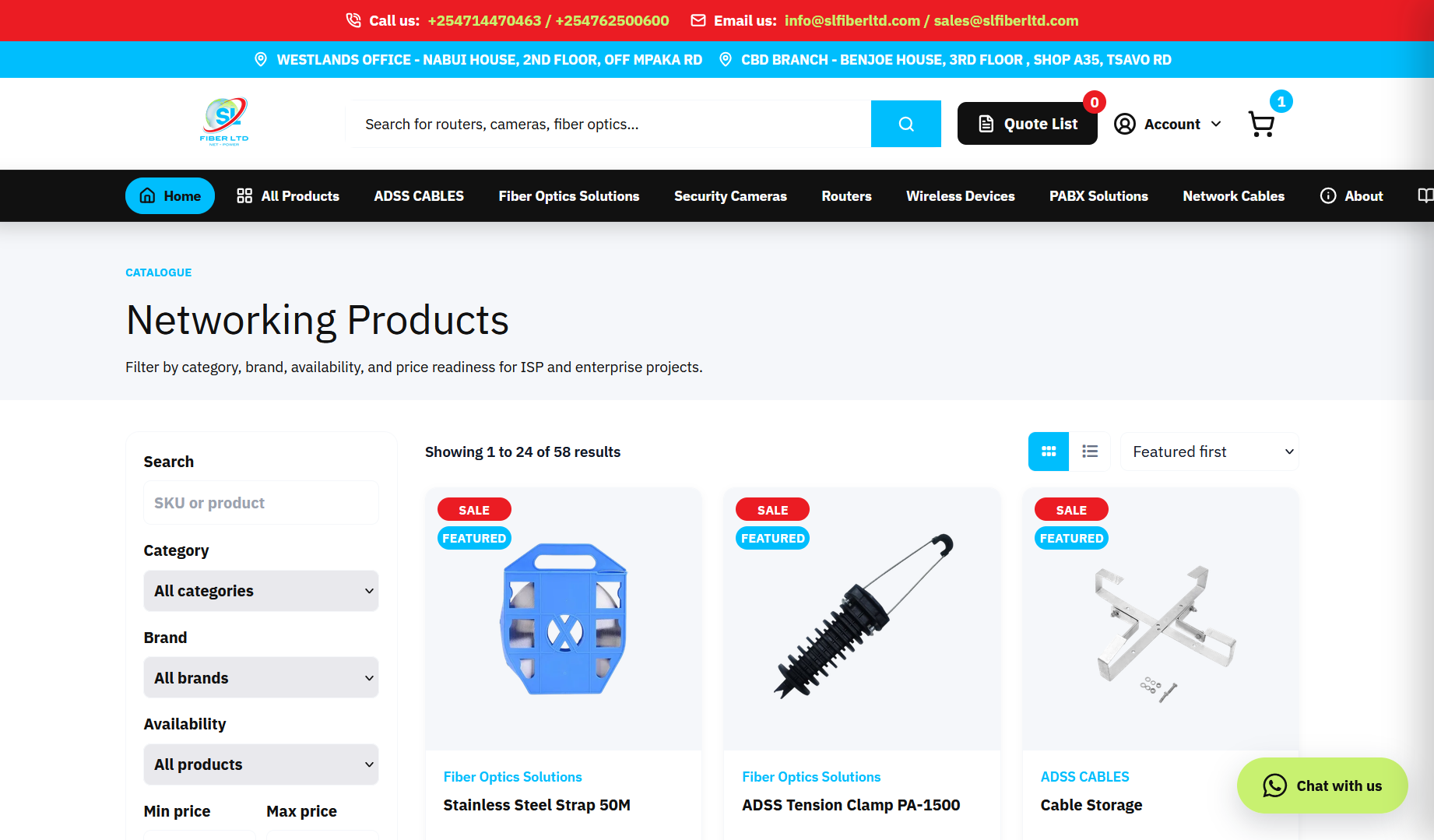 SL Fiber Ltd website screenshot